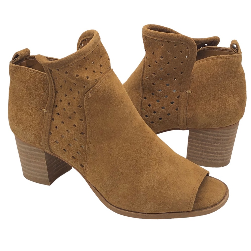 Gianni Bini Brown Suede Open Toe Cutout Bootie